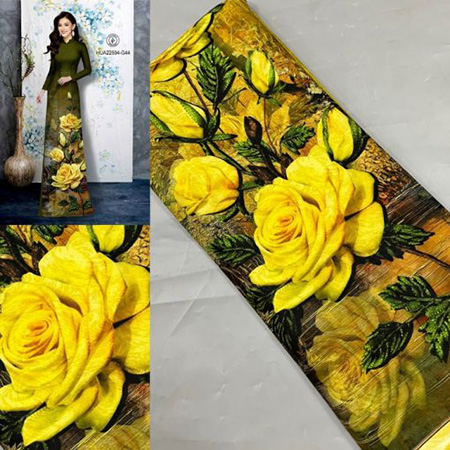 Vải áo dài hoa mai - In Vải Phượng Hoàng - Công Ty TNHH In ấn Phượng Hoàng